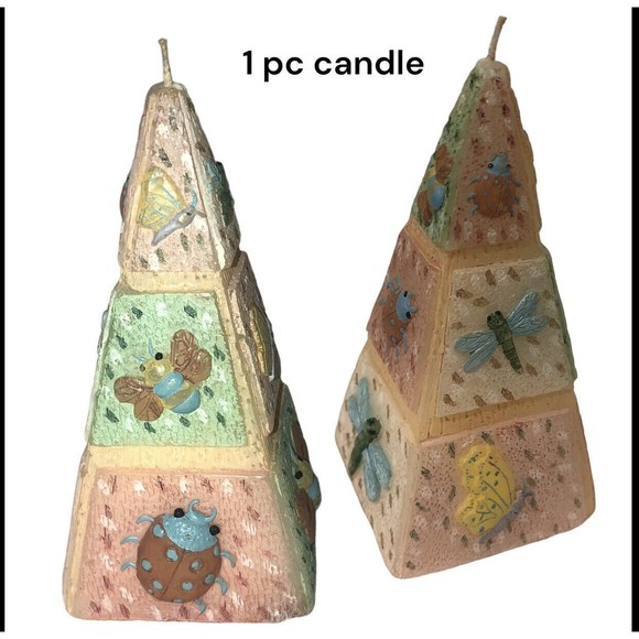 Vtg Green /Yellow /Brown Pyramid Drip Colored Candle(New, Not Used) - Picture 3 of 13